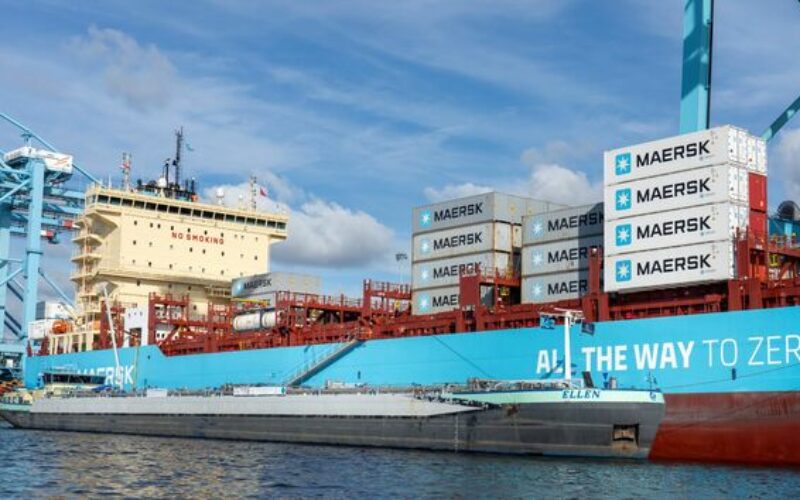 Maersk vessel loads green methanol at APMT Maasvlakte II